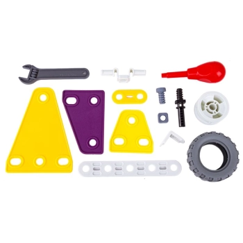 Klocki Elastyczne, Konstrukcyjne 100 El. Auto, Wyścigówka, Quad, Helikopter, Samolot Do Rozkręcania I Skręcania 4w1