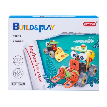 Klocki Elastyczne, Konstrukcyjne 53 El. Pojazdy Budowlane, Wózek Widłowy, Spychacz Do Rozkręcania I Skręcania 2w1