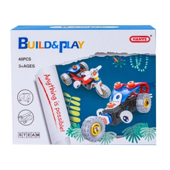 Klocki Elastyczne, Konstrukcyjne 40 El. Motocykl, Trójkołowy Pojazd Do Rozkręcania I Skręcania 2w1