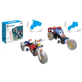 Klocki Elastyczne, Konstrukcyjne 40 El. Motocykl, Trójkołowy Pojazd Do Rozkręcania I Skręcania 2w1