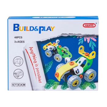 Klocki Elastyczne, Konstrukcyjne 48 El. Samochód, Auto, Wyścigówka Do Rozkręcania I Skręcania 2w1