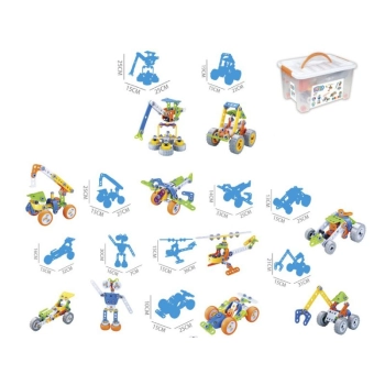 Klocki Elastyczne, Konstrukcyjne 167 El. Samochód, Auto, Helikopter, Samolot, Robot Do Rozkręcania I Skręcania 10w1