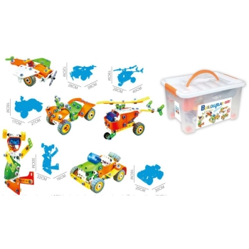Klocki Elastyczne, Konstrukcyjne 163 El. Samochód, Quad, Helikopter, Samolot, Robot Do Rozkręcania I Skręcania 5w1