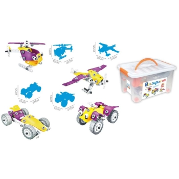 Klocki Elastyczne, Konstrukcyjne 100 El. Formuła 1, Quad, Helikopter, Samolot Do Rozkręcania I Skręcania 4w1