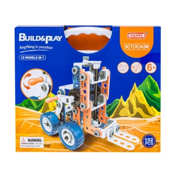 Klocki Konstrukcyjne 152 El. Pojazdy Budowlane, Wiatrak, Auto, Samolot, Dźwig Do Rozkręcania I Skręcania 12w1