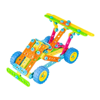 Kolorowe Klocki Konstrukcyjne 179 El. Pojazdy, Wieża, Motocykl, Auto, Odrzutowiec, Samolot Do Rozkręcania I Skręcania 10w1