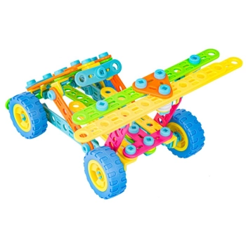 Kolorowe Klocki Konstrukcyjne 179 El. Pojazdy, Wieża, Motocykl, Auto, Odrzutowiec, Samolot Do Rozkręcania I Skręcania 10w1