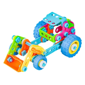 Kolorowe Klocki Elastyczne, Konstrukcyjne 118 El., Koparka, Traktor, Pojazdy Budowlane Do Rozkręcania I Skręcania