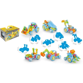 Kolorowe Klocki Elastyczne, Konstrukcyjne 118 El., Koparka, Traktor, Pojazdy Budowlane Do Rozkręcania I Skręcania