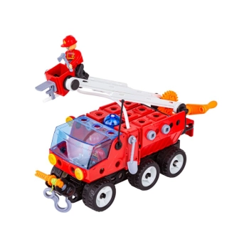 Klocki Konstrukcyjne STRAŻ POŻARNA 159 El. Pojazdy Ratunkowe, Ciężarówka, Helikopter, Auto Do Rozkręcania I Skręcania 7w1