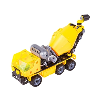 Klocki Konstrukcyjne 193 El. Maszyny, Pojazdy Budowlane, Ciężarówka, Betoniarka, Helikopter Do Rozkręcania I Skręcania 6w1