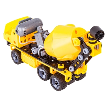 Klocki Konstrukcyjne 193 El. Maszyny, Pojazdy Budowlane, Ciężarówka, Betoniarka, Helikopter Do Rozkręcania I Skręcania 6w1