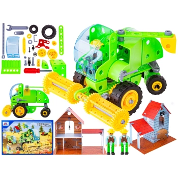 Klocki Konstrukcyjne ZESTAW ROLNIKA, FARMERA 153 El. Pojazdy Rolnicze, Kombajn, Stodoła, Traktor Do Rozkręcania I Skręcania 8w1