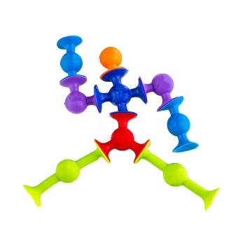 Klocki Konstrukcyjne, Kolorowe Przyssawki, Wesołe Buźki 96 Sztuk