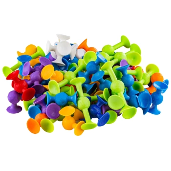 Klocki Konstrukcyjne, Kolorowe Przyssawki, Wesołe Buźki 96 Sztuk