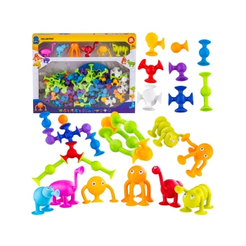 Klocki Konstrukcyjne, Kolorowe Przyssawki, Wesołe Buźki 96 Sztuk