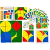 Edukacyjna Układanka Dla Dzieci, Kolorowe, DREWNIANE KLOCKI, Karty