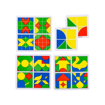 Edukacyjna Układanka Dla Dzieci, Kolorowe, DREWNIANE KLOCKI, Karty