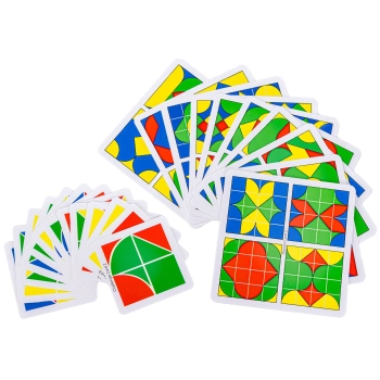 Edukacyjna Układanka Dla Dzieci, Kolorowe, DREWNIANE KLOCKI, Karty