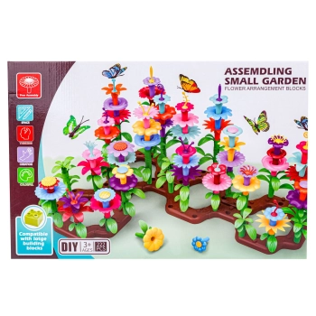 Klocki Konstrukcyjne 222 elementy, Zestaw Do Zbudowania Kwiatowej Kompozycji, Ogród + Kwiatki