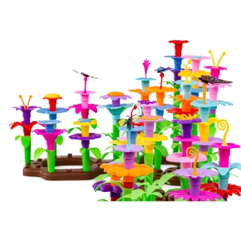 Klocki Konstrukcyjne 222 elementy, Zestaw Do Zbudowania Kwiatowej Kompozycji, Ogród + Kwiatki
