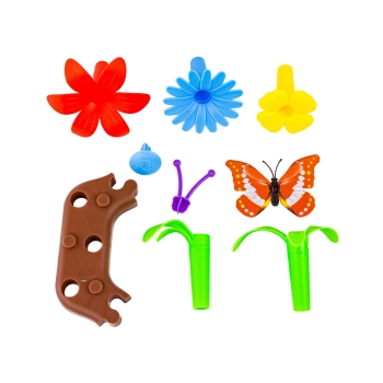 Klocki Konstrukcyjne 222 elementy, Zestaw Do Zbudowania Kwiatowej Kompozycji, Ogród + Kwiatki