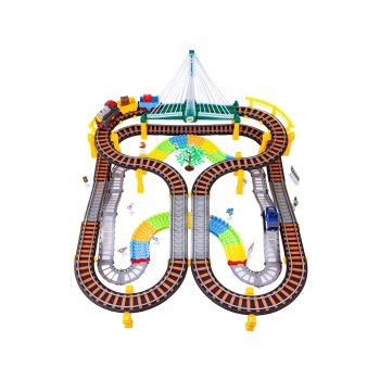 Kolejka 192el. 2w1 Duży Tor Samochodowy Wyścigowy, Elastyczny