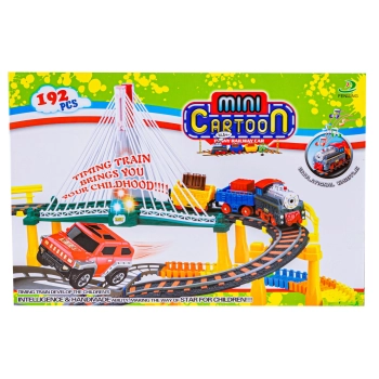 Kolejka 192el. 2w1 Duży Tor Samochodowy Wyścigowy, Elastyczny