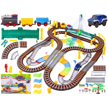 Kolejka 192el. 2w1 Duży Tor Samochodowy Wyścigowy, Elastyczny