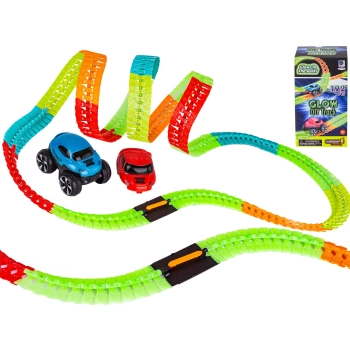 Elastyczny Tor Samochodowy, Wyścigowy 192 Elementy, Świecące Elementy Toru