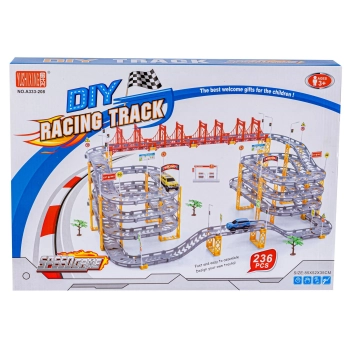 Duży Tor Samochodowy Wyścigowy Parking Garaż 236 Elementów Elektryczny Wielopoziomowy