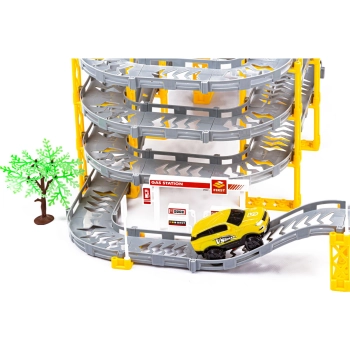 Duży Tor Samochodowy Wyścigowy Parking Garaż 236 Elementów Elektryczny Wielopoziomowy