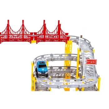 Duży Tor Samochodowy Wyścigowy Parking Garaż 236 Elementów Elektryczny Wielopoziomowy