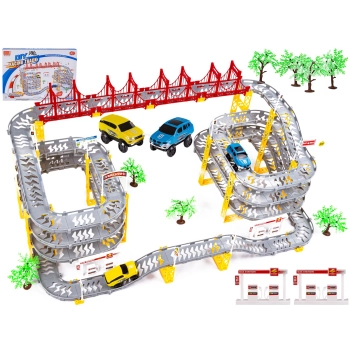 Duży Tor Samochodowy Wyścigowy Parking Garaż 236 Elementów Elektryczny Wielopoziomowy
