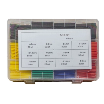 Zestaw 530 sztuk 4,5cm Koszulki, rurki termokurczliwe Kolory Rozmiary