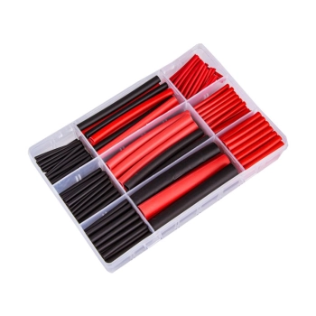 Zestaw 270 sztuk Koszulki, rurki termokurczliwe CZARNE I CZERWONE Rozmiary