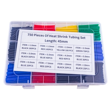 Zestaw 750 sztuk Koszulki, rurki termokurczliwe różne Kolory I Rozmiary