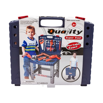 Warsztat stolarski w walizce - wiertarka, klucze, młotek