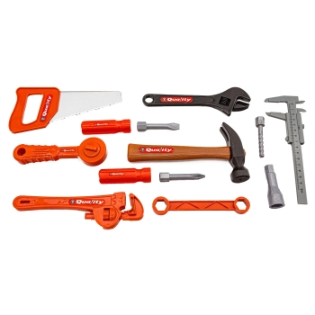 Warsztat stolarski w walizce - wiertarka, klucze, młotek