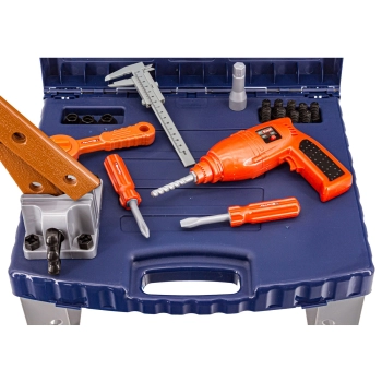 Warsztat stolarski w walizce - wiertarka, klucze, młotek