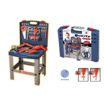 Warsztat stolarski w walizce - wiertarka, klucze, młotek