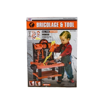 Zestaw Majsterkowicza, Warsztat stolarski - stolik, klucze, piła