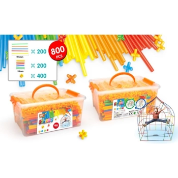 Długie Słomki Konstrukcyjne, Klocki, Patyczki ok. 800 Sztuk Kuferek