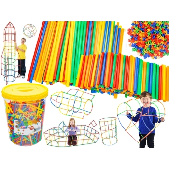 Słomki Konstrukcyjne, Klocki, Patyczki ok. 1000 Sztuk Wiaderko