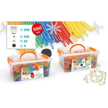 Słomki Konstrukcyjne, Klocki, Patyczki ok. 1000 Sztuk Kuferek