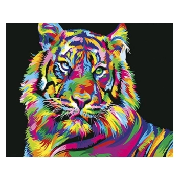 OBRAZ MALOWANIE PO NUMERACH RAMA 50x40cm TYGRYS W KOLORZE