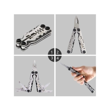 Narzędzie Wielofunkcyjne Jakemy Multitool 10w1 - Kombinerki, Nóż, Piła, Karta Przeżycia