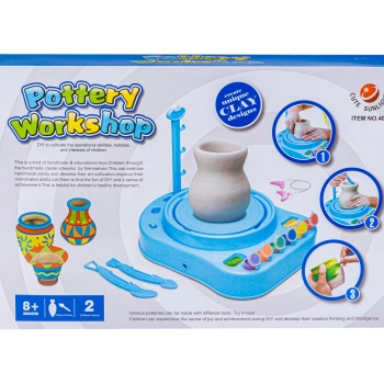 Koło Garncarskie RÓŻOWE - Mały Artysta - farbki, masa, koło, narzędzia