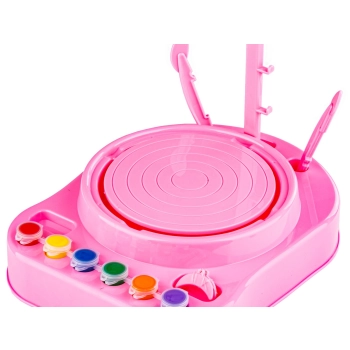 Koło Garncarskie RÓŻOWE - Mały Artysta - farbki, masa, koło, narzędzia