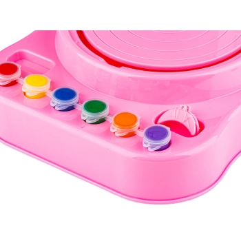 Koło Garncarskie RÓŻOWE - Mały Artysta - farbki, masa, koło, narzędzia